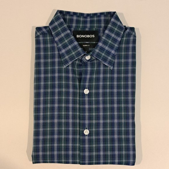 Bonobos Men's Small Tailored Fit Long Sleeve Button Down Plaid Shirt - Picture 6 of 13